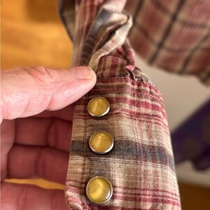 90’s Levi's women Red and Brown Plaid Button-Down Shirt